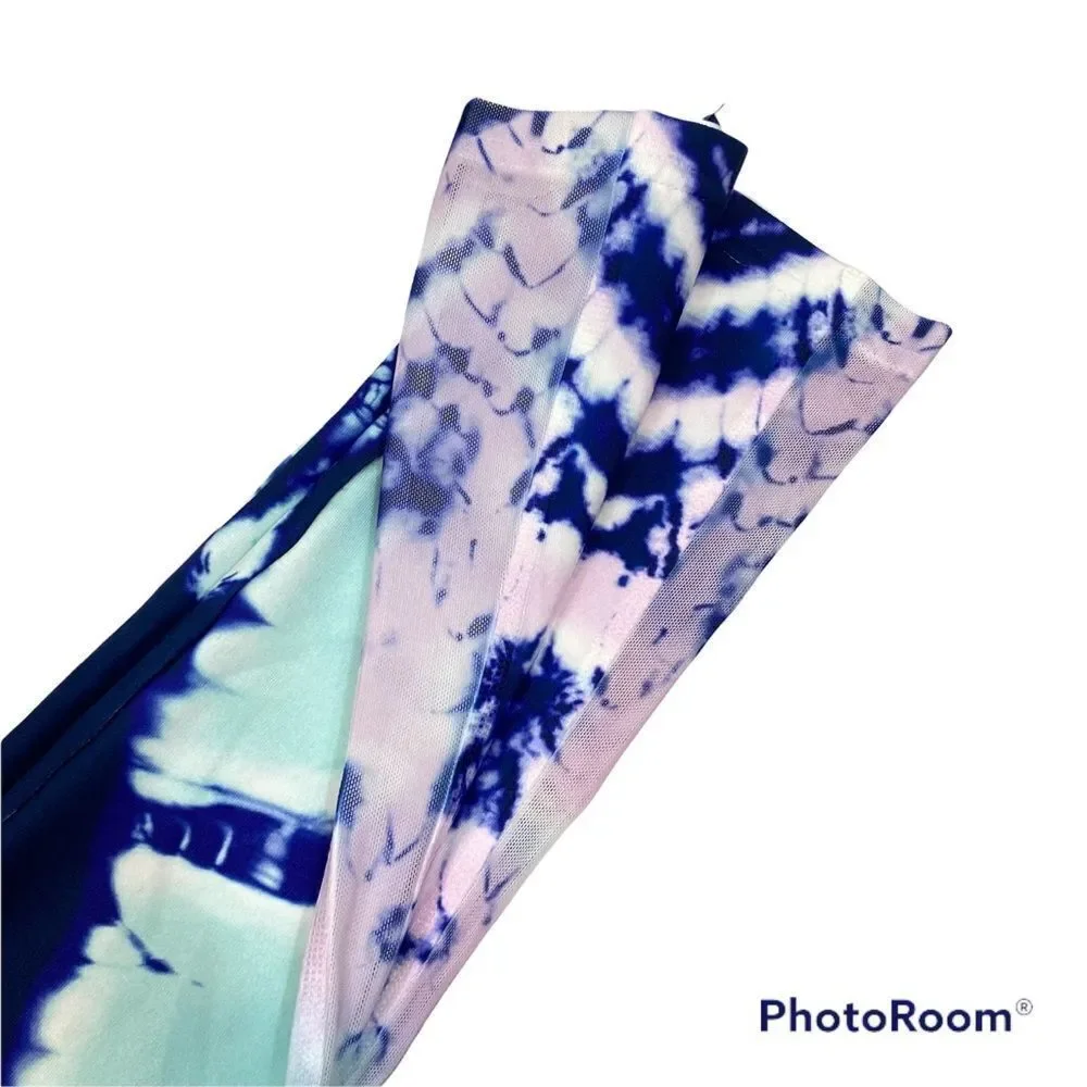 New with Tags Justice‎ Brand Girls Blue and Purple Tie Dyed Leggings Size 16/18
